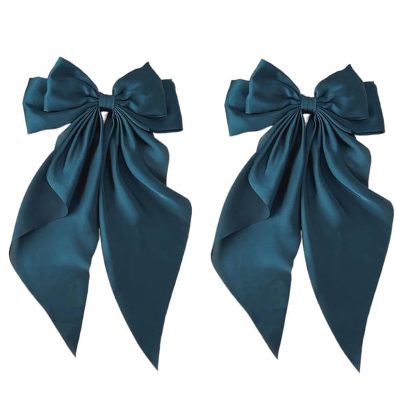 RAGUPEL 2 Pcs Big Bows for Girls,15" Secure Spring Clip Kids Hair Accessories for Girls,3D Double-Layered Bow Hair Ribbons,Green