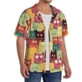 thumbnail image 2 of Rateoe Cute Cartoon Cat Pattern Men's Short Sleeve Classic Shirt, Casual Short-Sleeved Shirt, Lightweight Summer Shirt, Cuban Collar Shirt,Button-Front Shirt-, 2 of 5
