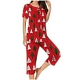 thumbnail image 4 of Nfurl Womens Christmas Pajama Sets Cute Xmas Tree Graphic Short Sleeve Tops and Capri Pants Petite Lounge Set Winter Holiday Party Pjs Red XXXL, 4 of 6