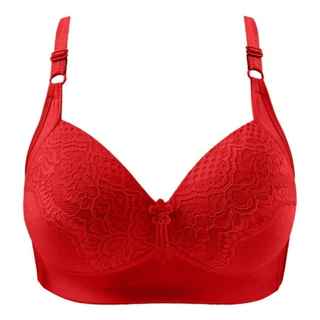 

PEASKJP Wireless Bras for Women Skin-friendly Wireless Bra Seamless Bra for Women Comfort Bra Adjustable Invisible Bralette Plus Size Lingerie for Women Red 95C