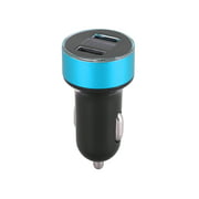 LED Display Dual USB Ports Cigarette Lighter Socket Car Charger Adapter GPS Dash Cam Power Outlet 12-24V 3.1A Blue