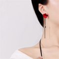 thumbnail image 4 of UBIUO Boho Unique Long Tassel Flower Dangle Earrings Matte Metal Floral Drop Stud Earrings Statement Bar Ear Drop for Women, 4 of 5