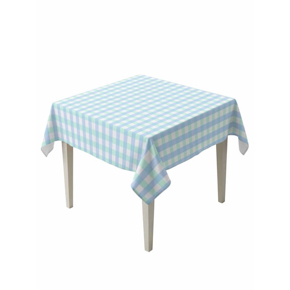 Aqua Blue Green Suqare Tablecloth - 60 x 60 Inch, Checkered Plaid Gingham Lattice Trellis Waterproof & StainResistant Tablecloth, Oil-proof Table Cover for Dining/Party/Wedding/Camping/Buffet