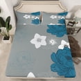 thumbnail image 2 of Manfei Retro Rustic Flowers Twin Sheet Sets,Vinatge Aesthetic Art Twin Fitted Sheet,Deepblue Gray Flat Sheet For Men Women,Microfiber Bedroom Decor,3-Piece, 2 of 7