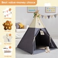 thumbnail image 3 of Tienda de campaña RONGFA para niños, 100% algodón, con tapete, beige y gris, 3 of 7