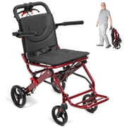 Kolpty Transport Wheelchair Lightweight Foldable,Lightweight 18.5lbs Travel Wheelchair for Adults with 8" Rear Wheels & Hand Brakes, Aluminum Alloy Wheelchair, Supports 175lbs Capacity