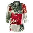 thumbnail image 6 of Endives Women's Long Sleeve Shirt Retro Floral Printed Shirt Satin Button Dwon Shirt Vacation Womens Blouse Spring Outfit Red, 6 of 7