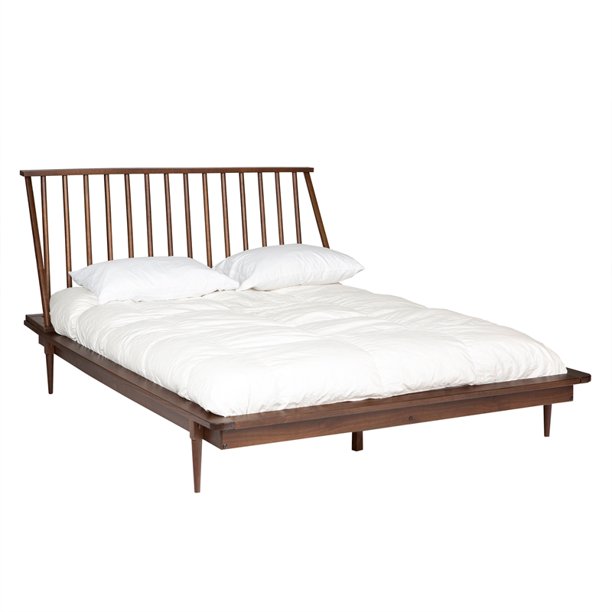 Modern Wood Queen Spindle Bed - Walnut - Walmart.com ...