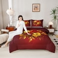 thumbnail image 4 of Feelyou Couple Anniversary Full Size Comforter Sets, Fashion Rose Flower Bedding Comforter Set, Happy Romantic Festival Reversible Bedding Sets, Lightweight Room Decor, 3-Piece, 4 of 8