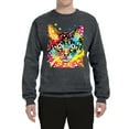 thumbnail image 2 of Wild Bobby Dean Russo Colorful Blue Eyes Cat Cat Lover Unisex Crewneck Graphic Sweatshirt, Charcoal, XX-Large, 2 of 5