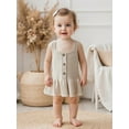 thumbnail image 6 of BemeyourBBs Baby Girl Knit Cami Tops Solid V Neck Sleeveless Ruffled Hem Cardigan, 6 of 9