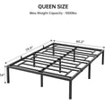 thumbnail image 2 of Bingirl 14-Inch Sturdy Metal Platform Queen Size Bed Frame: Heavy Duty Steel Slat Support, Easy Assembly, Noise-Free, with Storage Space, No Box Spring Needed (Black), 2 of 7