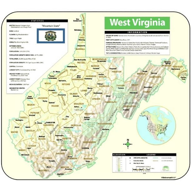 Map 762536691 Universal West Virginia Relief Ombragé Map