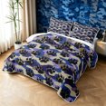 thumbnail image 3 of Manfei Minimalst Camouflage Bed Spread Queen, Rustic Bear Paw Queen Coverlet Set, Navy Blue, 3pcs, 1 Quilt and 2 Pillowcases, 3 of 7