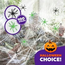 1000 sqft Spider Webs Halloween Decorations Free 100 Fake Spiders, Super Stretch Cobwebs for Scary Halloween Indoor and Outdoor Party Props Supplies