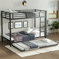 thumbnail image 3 of Twin XL over Twin XL Metal Bunk Bed with Trundle, Heavy Duty Black Triple Sleeper, Space Saving Design for Teens/Adults, 500LB Capacity, Black, 3 of 12