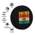 thumbnail image 6 of DouZhe Waterproof Spare Tire Cover, Funny Eat Sleep Game Repeat Prints Adjustable Wheel Covers Fit for Jeep Trailer RV SUV Car, 15 inch, 6 of 7