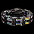 thumbnail image 2 of Crucible Jewelry Men's Black and Iridescent Plated Stainless Steel Byzantine Bracelet (11mm) - 9", 2 of 3