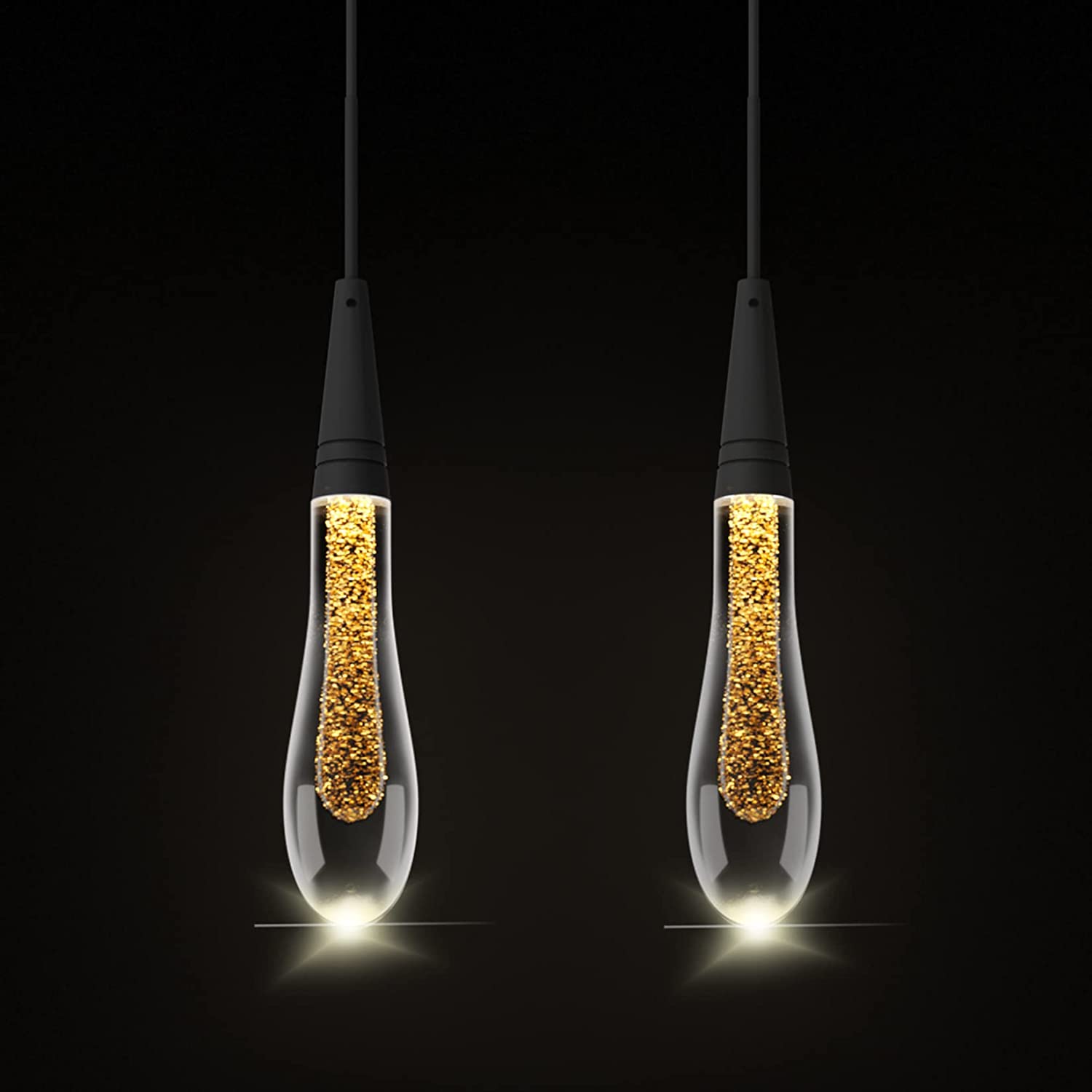 Modern LED Glass Pendant Light, Dimmable Black Pendant Lighting 3000K