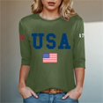 thumbnail image 2 of vigerkar 3/4 Sleeve USA Patriotic Shirts for Women 4th of July America Stars Stripes Flag Graphic Tops Summer BBQ Tee (Green, M), 2 of 5