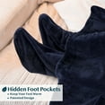 thumbnail image 2 of PAVILIA Fleece Blanket with Sleeves, Foot Pockets for Women Men Adults, Plush Wearable Blanket Throw Wrap, Warm Snuggle Blanket Robe, Cozy Gift Ideas Wife Mom, Navy Blue, 2 of 7