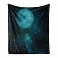 thumbnail image 1 of Space Soft Flannel Fleece Throw Blanket, Moon on Starry Sky Universe Cosmos Space Themed Twilight Celestial Scenery, Cozy Plush for Indoor and Outdoor Use, 50" x 70", Petrol Blue, by Ambesonne, 1 of 6