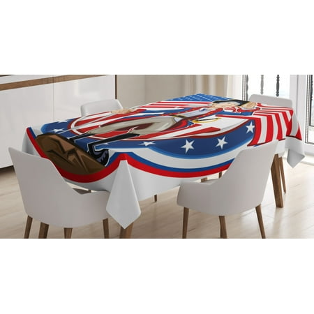 

United States Tablecloth American Patriot Emblem Cartoon Style Fourth of July Decor Country History Rectangular Table Cover for Dining Room Kitchen 60 X 84 Inches Multicolor by Ambesonne