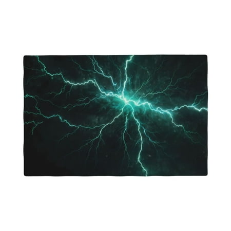 

Table Placemats Set of 6 - Green Lightning Flash 12x18 In Faux Linen Double Heat Resistant Place Mats Cloth Indoor/Outdoor Placemats Washable Table Mats for Dining Kitchen Party
