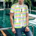 thumbnail image 6 of Goofa Rainbow Rabbit Pattern Mens Golf Shirt Baseball T-shirt Moisture Wicking Dry Fit Performance Sport Short Sleeve Striped Golf Polo Shirts-3X-Large, 6 of 7