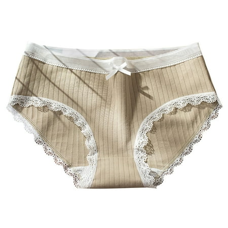 OJSFQUFP Women s Briefs Underwear Cotton High Waist Control Panties Ladies Panty High Elasticity Thread Underwear for Women Color Block Cute Lace Underwear Light Green XXL