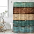 thumbnail image 6 of Teal Turquoise Wooden Shower Curtain Set - Standard 72" x 72" Washable Bathtub Curtain with 12 Hooks, Rustic Retro Farmhouse Western Country Waterproof Fabric Shower Curtains for Bathroom Décor, 6 of 6