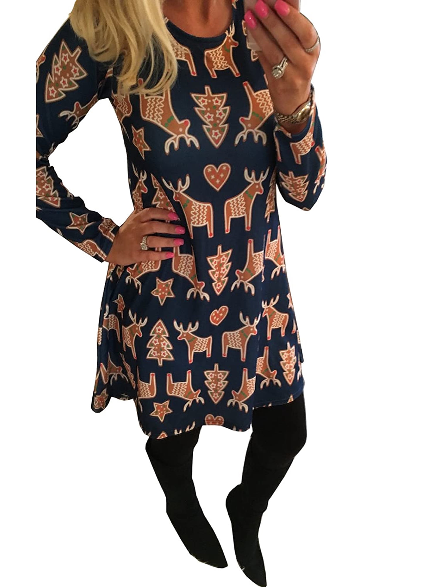 Bebiullo Womens Christmas Jumper Dress 