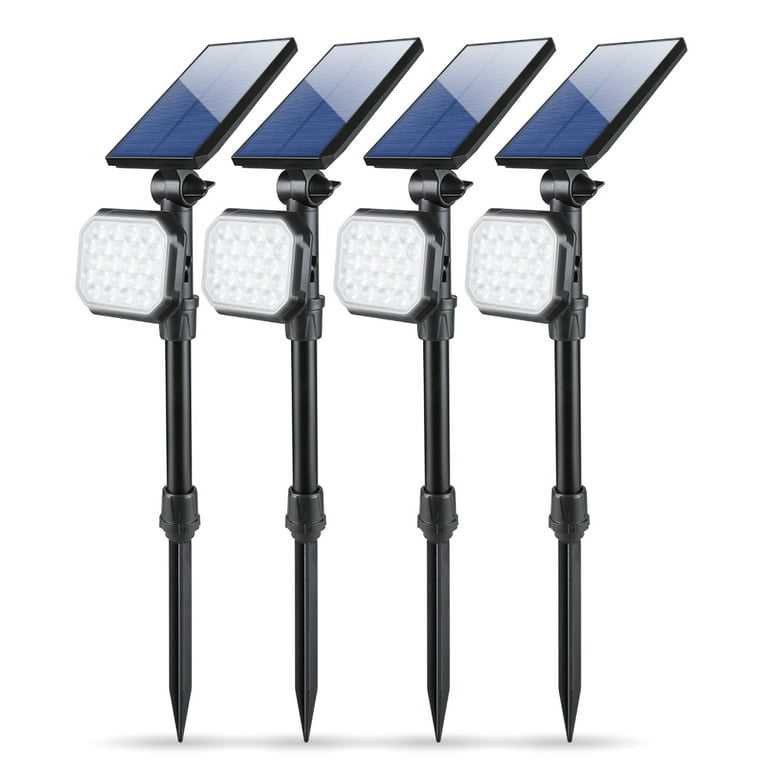 JSOT Solar Powered Led Spot Lights Outdoor Landscape Plastic Spotlights Black