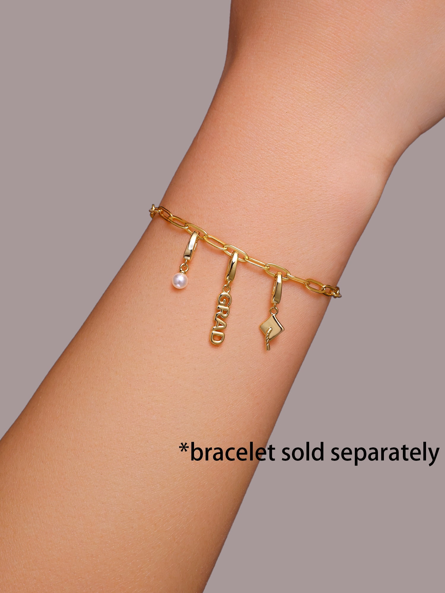 Brilliance Fine Jewelry Simulated Diamonds Graduate Charm Set in 14KT Gold Plated Sterling Silver