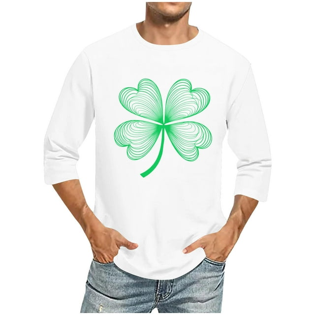 Wancir Chemises pour Hommes en Liquidation Imprimé de la Saint-Patrick Col Rond Mode Décontractée Manches Courtes Trois-Quarts