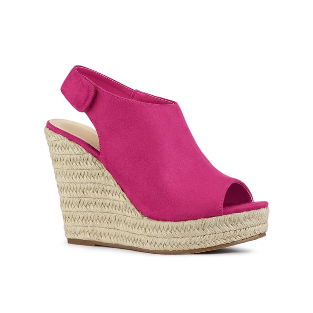 BLISSFUL STEP Sandales Compensées à Plateforme Espadrilles pour Femmes Rose Vif 5,5