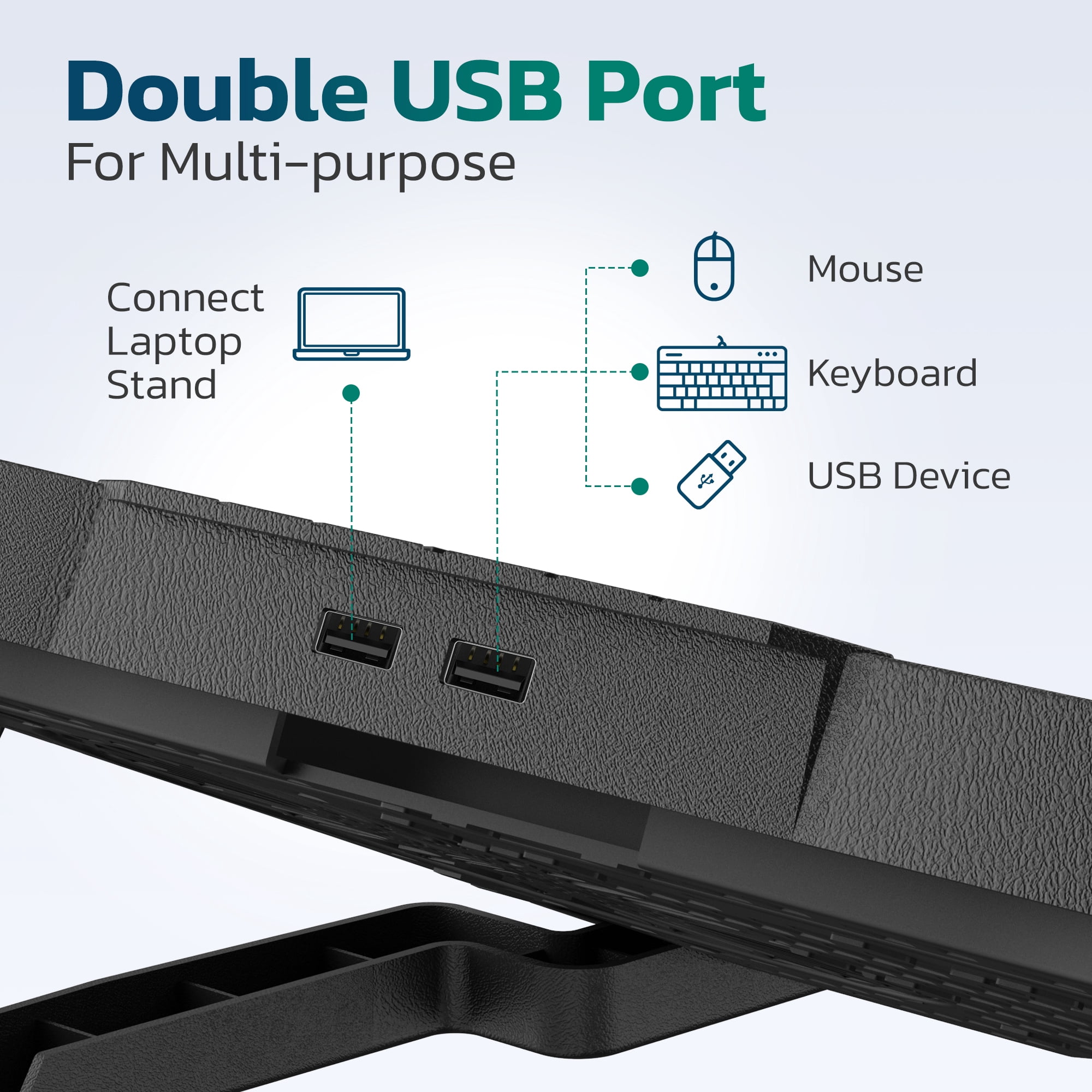 Purely C14 Laptop Cooling Pad, 6 Adjustable Height Laptop Stand, 4 Fans, 3 Fan Modes + 6 Speeds, LED Display, 2 USB Ports, Compatible for Win or Mac Laptops, iPads and Tablets, iPhone and Smartphones