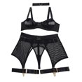 thumbnail image 5 of Sngxgn Lingerie for Women Fishnet Deep V Hot Mesh Mini Dress Bodysuit(Black,S), 5 of 9