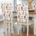 thumbnail image 2 of Cartoon Lions Giraffe Tiger Chair Covers Set of 1 Cute Animal Leaf Musical Note Chair Back Covers Stretch Removable Washable Slipcovers Protector for Dining Room Kitchen Party Decor, 2 of 9