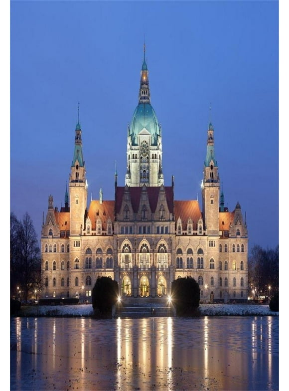 GreenDecor 5x7ft Photography Background Hannover Castle Germany Architecture Scenery Modern City Night View Children Adults Photos Portraits Backdrop for Video Photo Studio Props