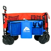 Ozark Trail Hazel Creek Extra Large Wagon with Extended Handle, Red, Outdoor, Camping, Height 50.5 inches