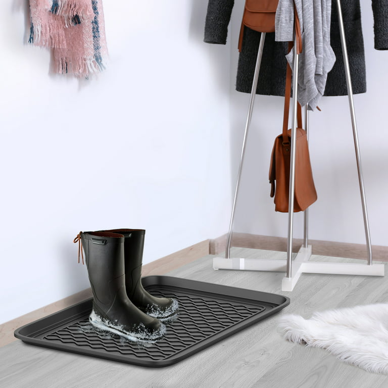 Stalwart All Weather Boot Tray in Multiple Sizes (Set of Two, Black)