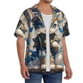 thumbnail image 2 of Fotbe Exotic Blue Cat Camisa Estampada de Manga Corta para Hombre, Casual de Verano, Estilo Playero, Sin Arrugas-Medium, 2 of 5