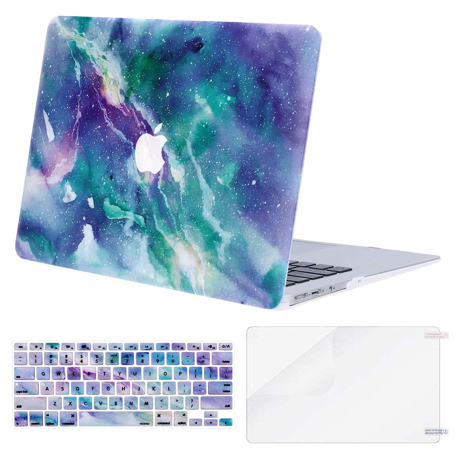 Plastic Pattern Hard Shell Case & Keyboard Cover & Screen Protector Models: A1369 & A1466, Older Version 2010-2017 Release MOSISO Compatible with MacBook Air 13 inch Case Galaxy Marble