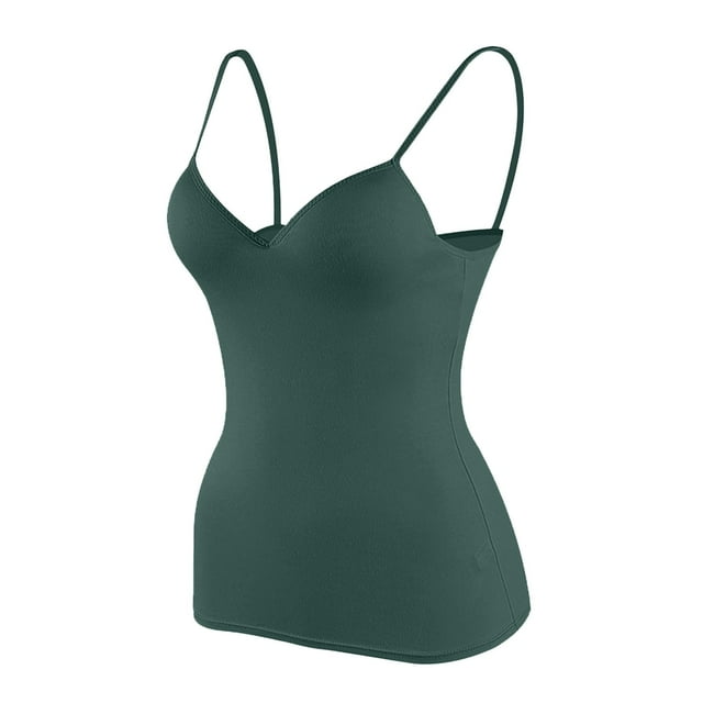 Camisoles à Soutien-Gorge Intégré à Bretelles Spaghetti Ajustables Débardeurs Couche de Base