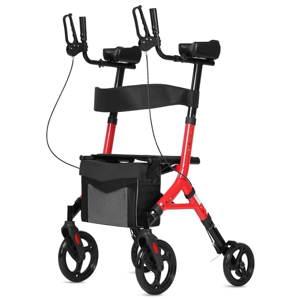 Maxkare Upright Rollator Walker with 5+3 Adjustable Height