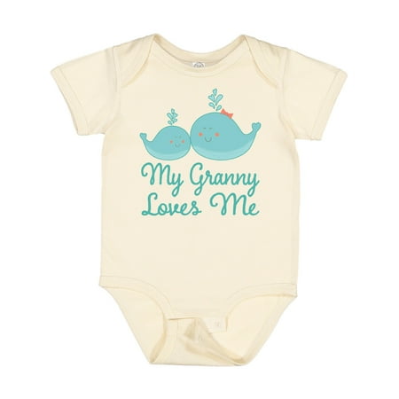 

Inktastic Granny Loves Me Whale Grandchild Gift Baby Boy or Baby Girl Bodysuit