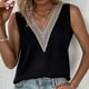 thumbnail image 2 of Camiseta Sin Mangas Para Mujer Camisetas Sin Mangas Moda Casual Color Sólido Cuello en V Encaje Costura Chaleco Y Tops Odeerbi  ODB168891, 2 of 7