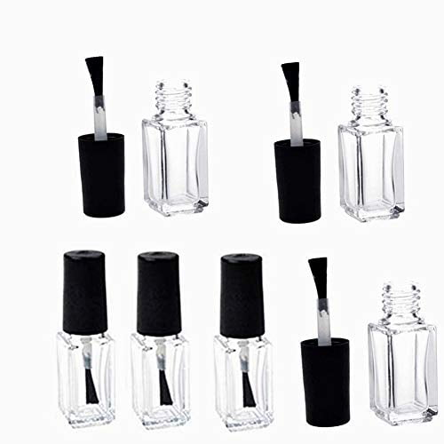 6pcs 5ML Glass Empty Nail Polish Bottles, Square Bottom Nail Polish Container Clear Bottles with Cap and Soft Brush 6pcs 5ML Glass Empty Nail Polish Bottles, Square Bottom Nail Polish Container Clear Bottles with Cap and Soft Brush