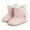 Pink, variant on Newborn Baby Boys Girls Fleece Fur Knit Winter Warm Snow Boots Soft Sole Prewalker Non-Skid Boots For Infant Toddler 6-12 Months
